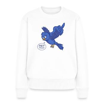 Fuck you Mittelfinger Vogel Piep lustige Tiere - Frauen Premium Bio Pullover - Weiß - Vorne - Julia (174cm)