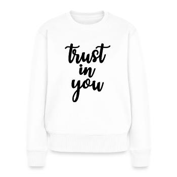 avoir confiance en vous - Pull Premium bio Femme - blanc - Devant - Julia (174cm)