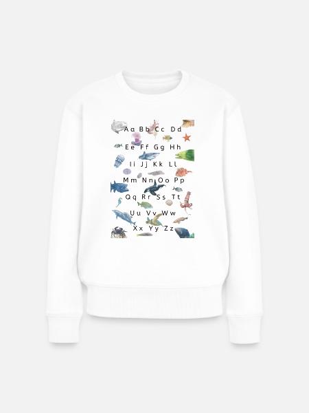 Meeresfauna und -literatur - Frauen Premium Bio Pullover - Weiß