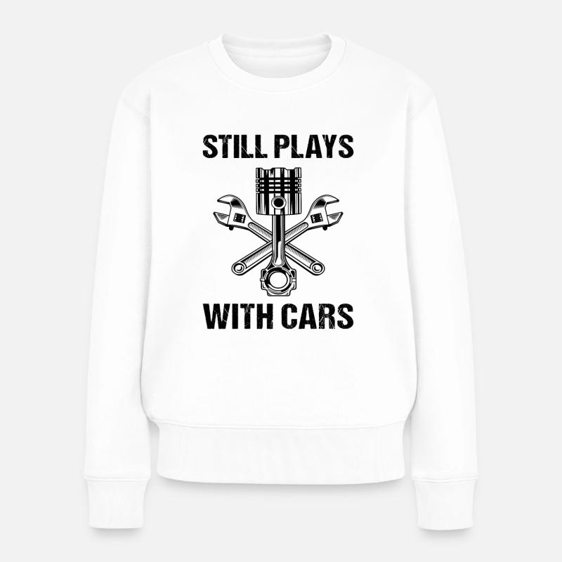 Still Plays With Cars Autofahrer Tuner Auto - Frauen Premium Bio Pullover - Weiß