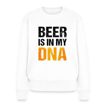 La bière est dans mon ADN Toast Beer - Pull Premium bio Femme - blanc - Devant - Julia (174cm)