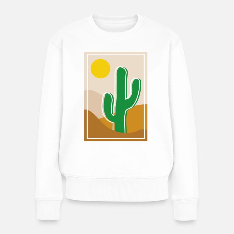 Kaktus in der Wüste - Frauen Premium Bio Pullover - Weiß