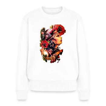 Pin Up Tattoo Gitana Mädchen - Frauen Premium Bio Pullover - Weiß - Vorne - Julia (174cm)