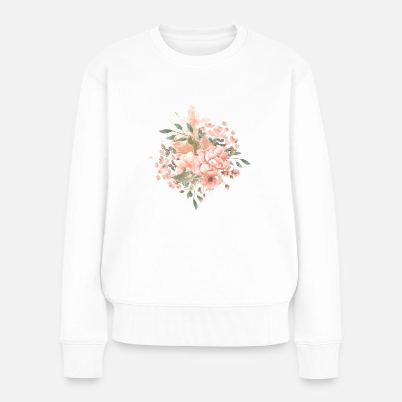 Blumen Boho Style - Frauen Premium Bio Pullover - Weiß