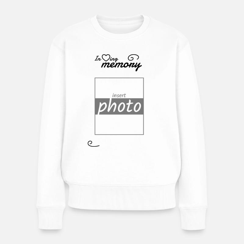 In Erinnerung an - eigenes Bild einfügen - Frauen Premium Bio Pullover - Weiß
