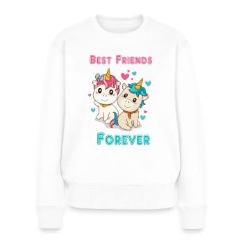 Einhorn - Best Friends forever - beste Freunde - - Frauen Premium Bio Pullover - Weiß - Vorne - Julia (174cm)