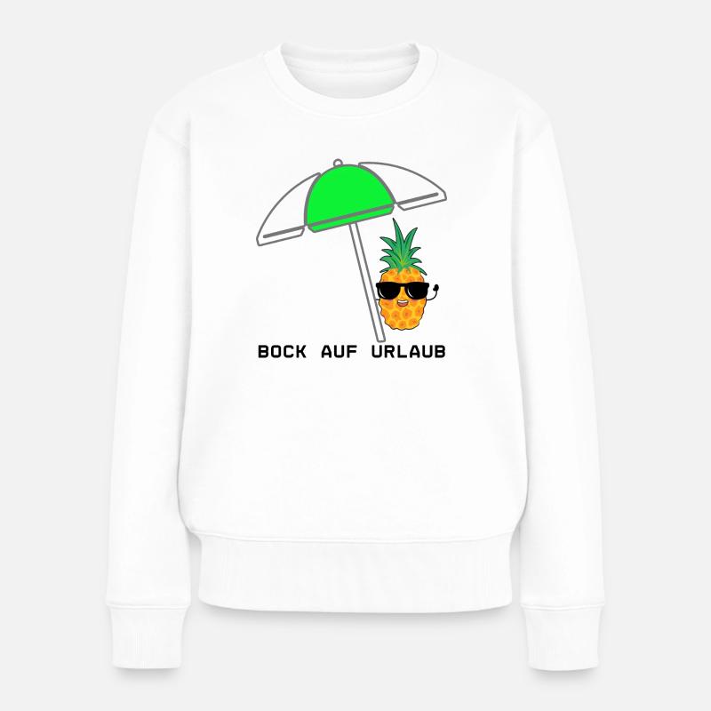 Coole Ananas mit Sonnenschirm und Sonnenbrille - Frauen Premium Bio Pullover - Weiß