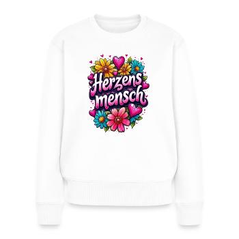 Herzensmensch, Valentinstag Geschenk Idee, Retro - Frauen Premium Bio Pullover - Weiß - Vorne - Julia (174cm)