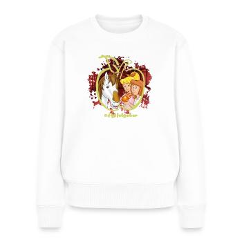 Bibi und Tina mit Topsy Apfelgeber - Frauen Premium Bio Pullover - Weiß - Vorne - Julia (174cm)