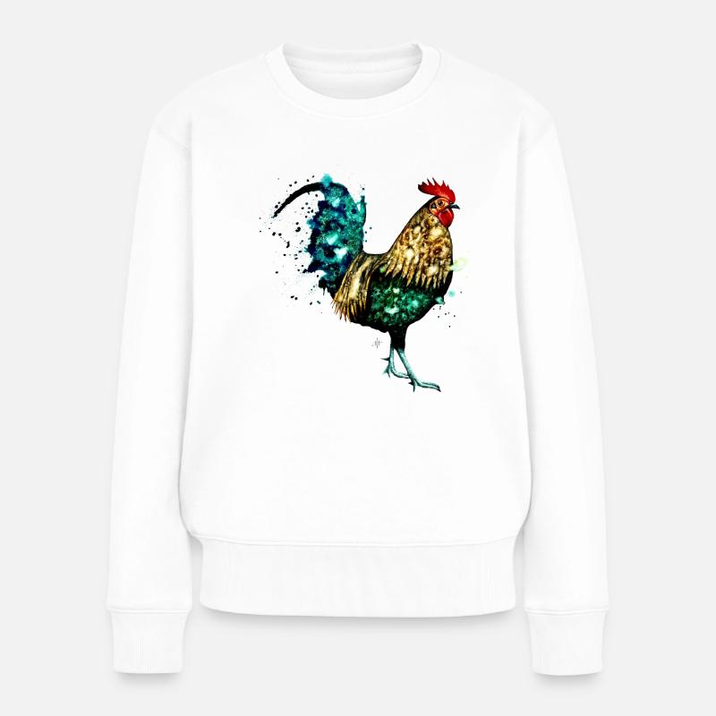 Coq aquarelle - Pull Premium bio Femme - blanc