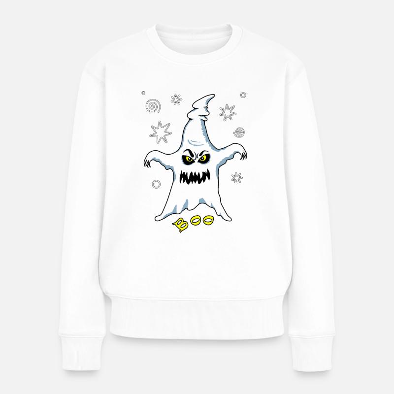 Gespenst Geist - Frauen Premium Bio Pullover - Weiß