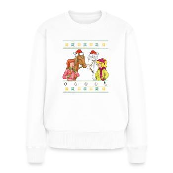 Bibi und Tina mit Amadeus und Sabrina Weihnachten - Frauen Premium Bio Pullover - Weiß - Vorne - Julia (174cm)
