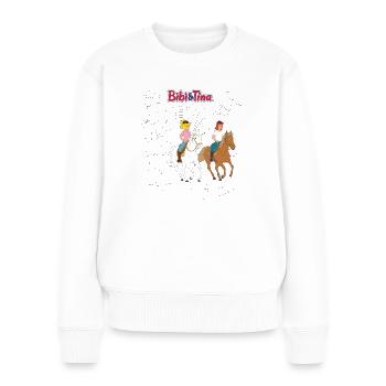 Bibi und Tina Motiv zum Ausmalen! - Frauen Premium Bio Pullover - Weiß - Vorne - Julia (174cm)