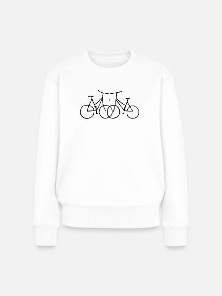 Fahrradliebe mit Regenbogen-Herz - Frauen Premium Bio Pullover - Weiß