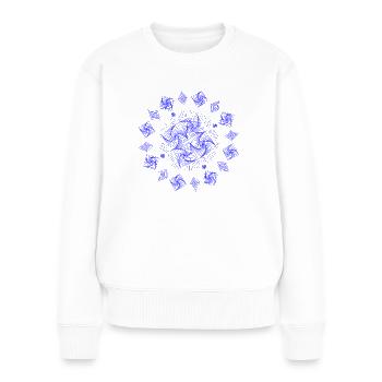 Squared triangles blue - Mandala made with Love - Women's Premium Organic Jumper - white - Front - Julia (174cm)