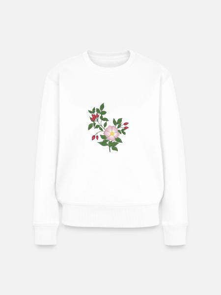 Wildrose und Hagebutten - Frauen Premium Bio Pullover - Weiß