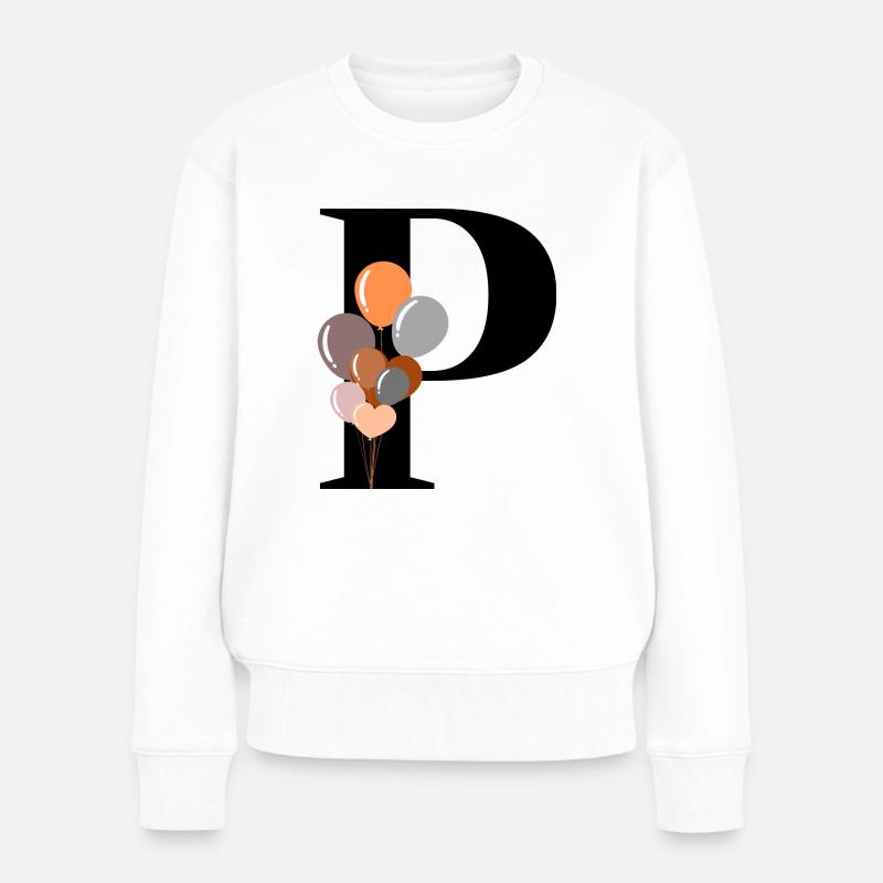 Buchstabe p Geburtstagsballon - Frauen Premium Bio Pullover - Weiß