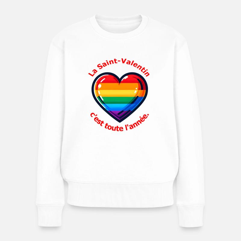 Valentinstag ist das ganze Jahr über! - Frauen Premium Bio Pullover - Weiß