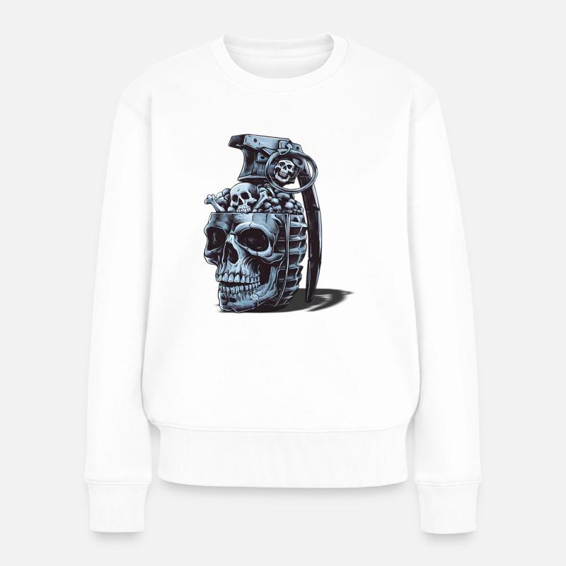 Design der Skelettgranate - Frauen Premium Bio Pullover - Weiß
