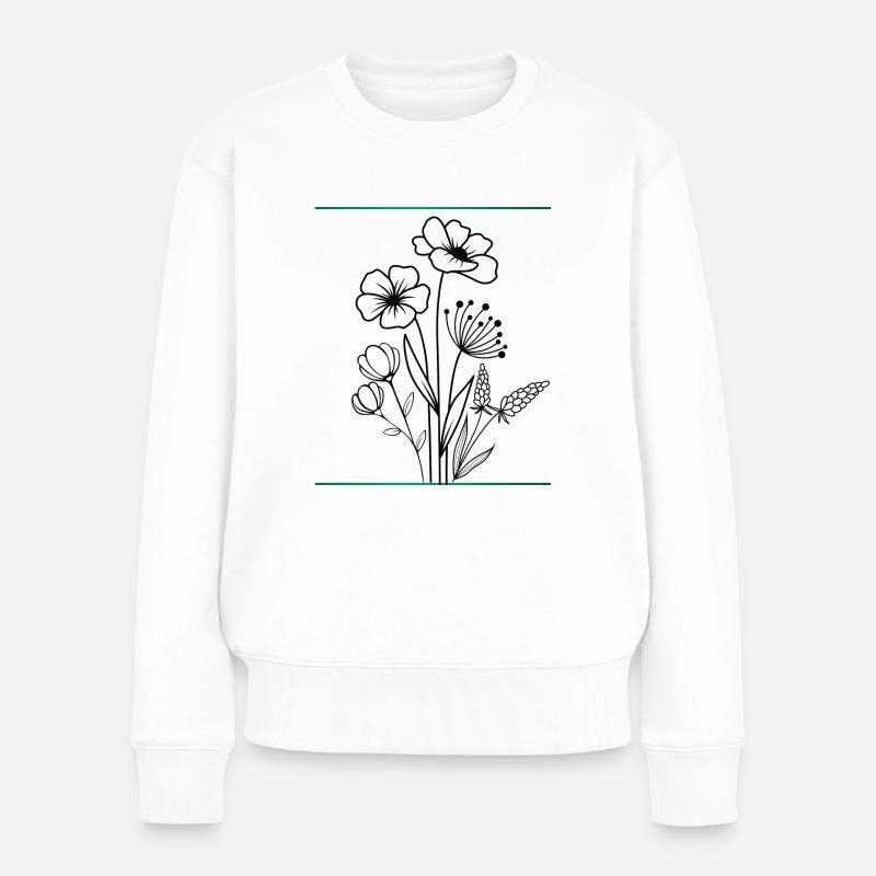 Blumenstrauß - Frauen Premium Bio Pullover - Weiß