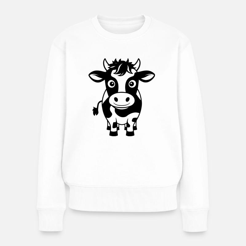Vache heureuse - Pull Premium bio Femme - blanc