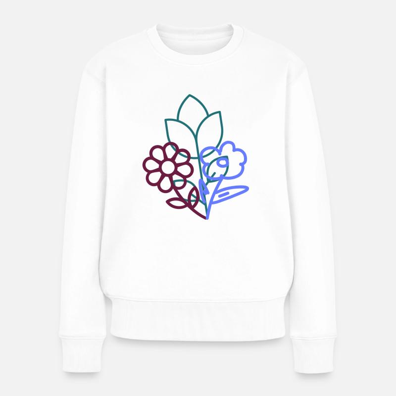 Flower Power - Frauen Premium Bio Pullover - Weiß
