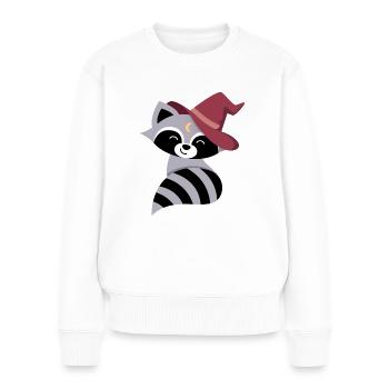 Waschbär mit Zauberhut - Frauen Premium Bio Pullover - Weiß - Vorne - Julia (174cm)
