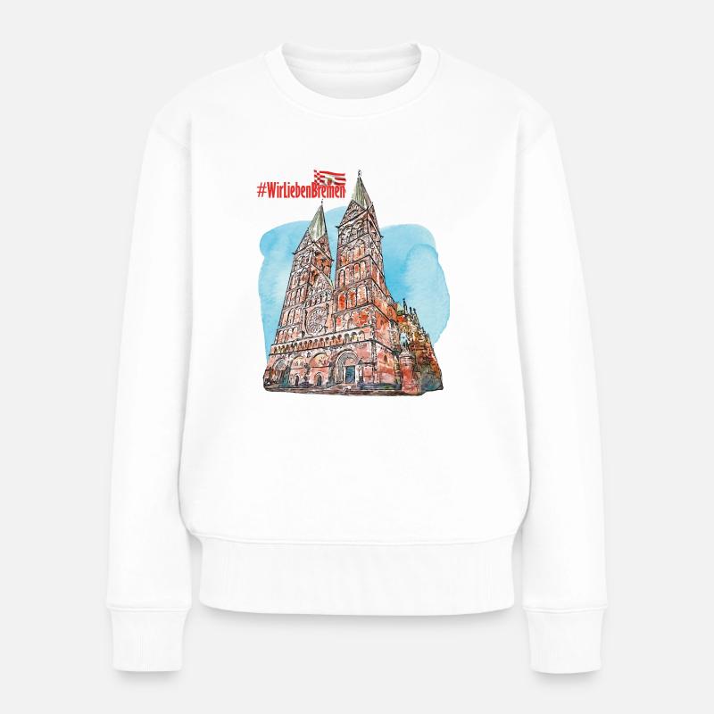 Wir Lieben Bremen (Bremer Dom) - Frauen Premium Bio Pullover - Weiß