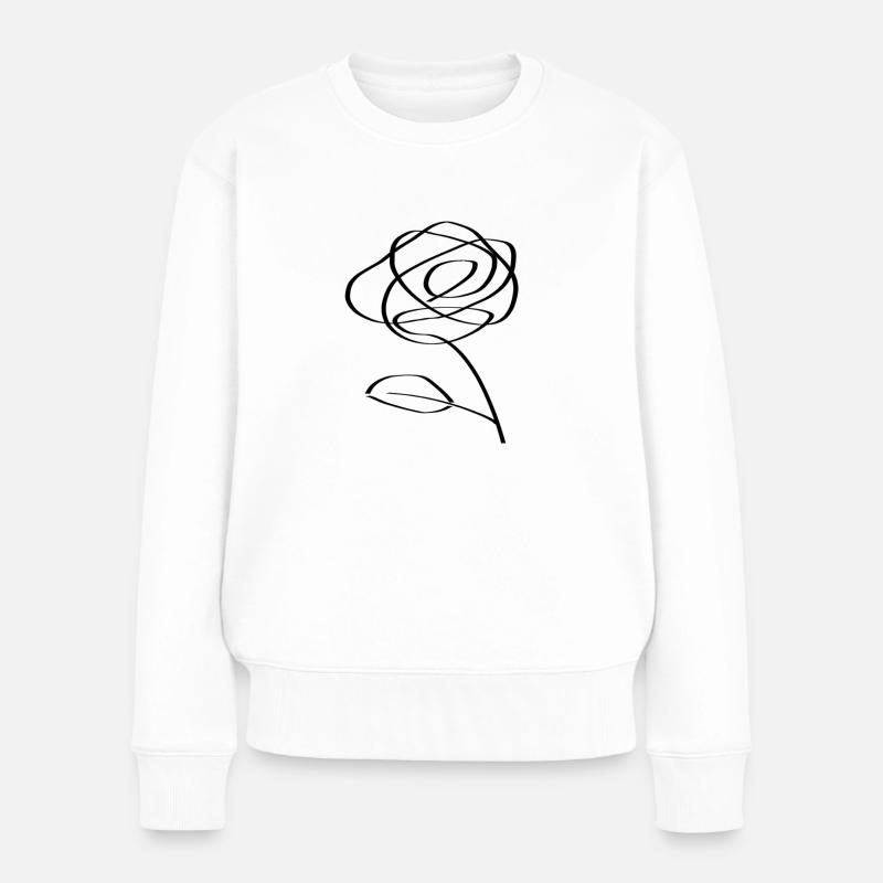 Symbol Blume schwarz design trendy cool - Frauen Premium Bio Pullover - Weiß