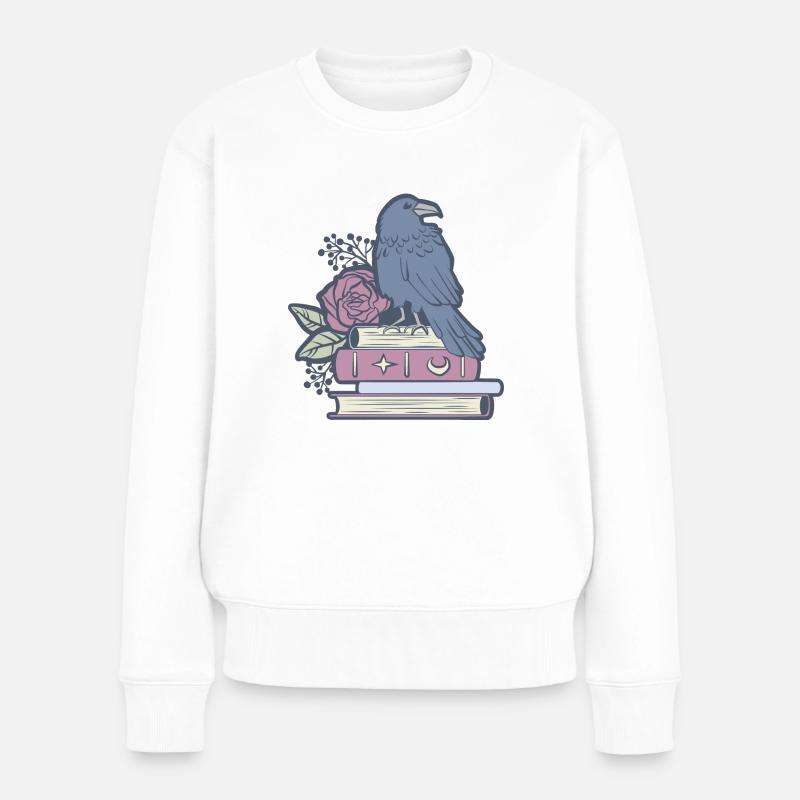 Mystischer Rabe - Frauen Premium Bio Pullover - Weiß
