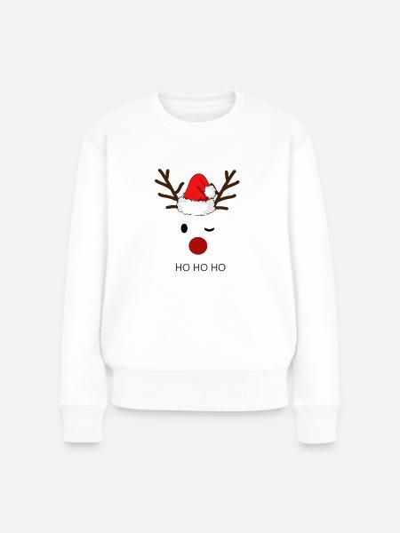 Reindeer Santa Hohoho - Frauen Premium Bio Pullover - Weiß