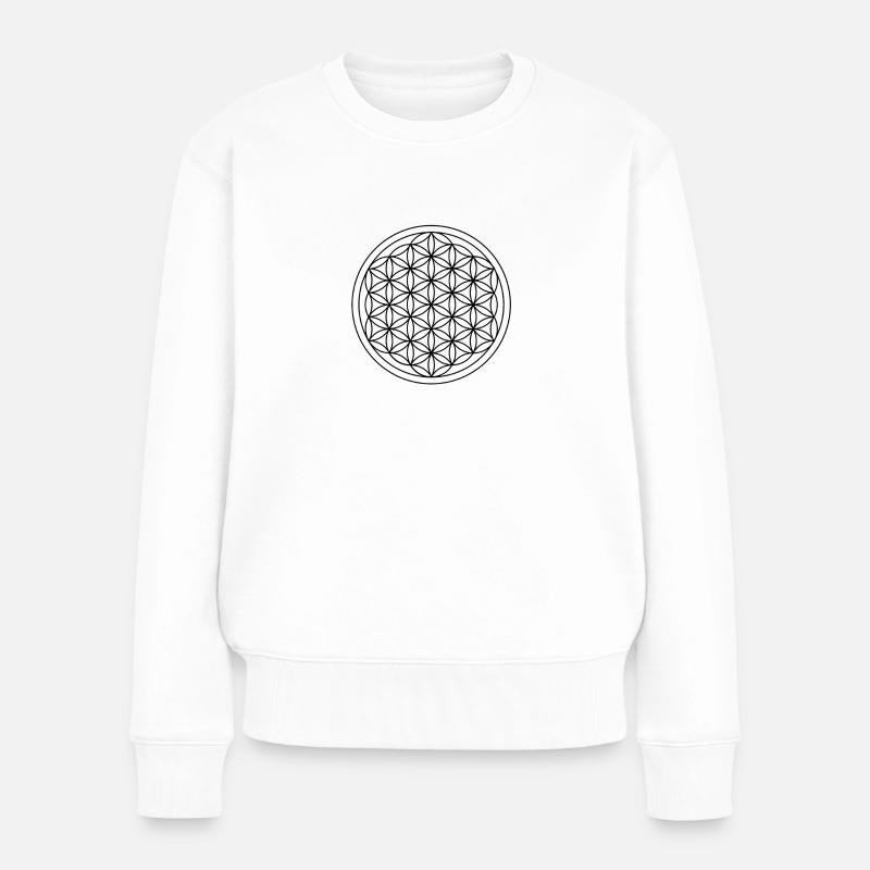 Lebensblume - Frauen Premium Bio Pullover - Weiß