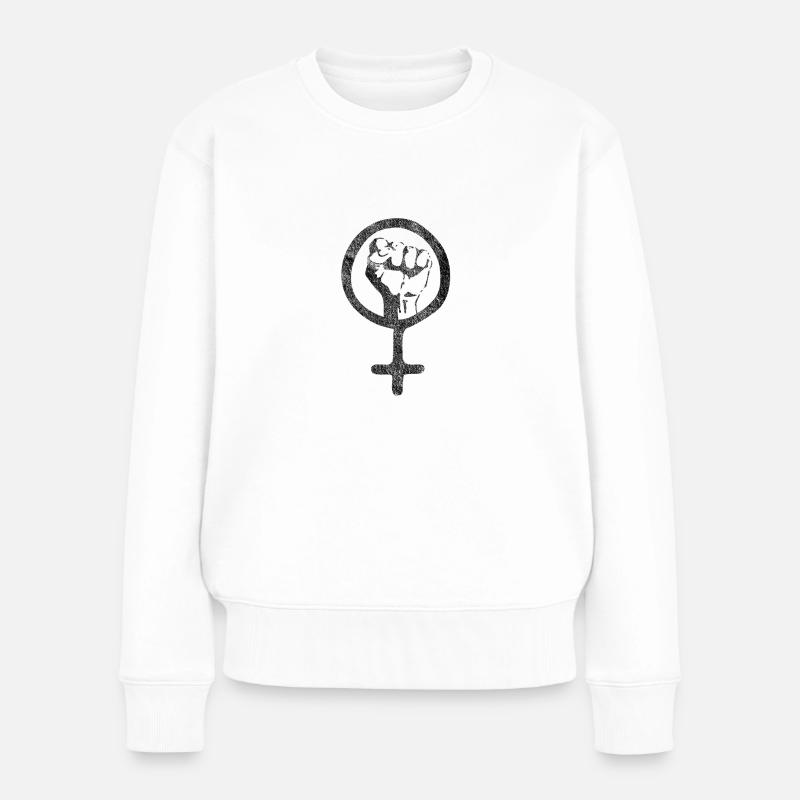 Frauenpower Mädels Feminismus Logo Geschenk Idee - Frauen Premium Bio Pullover - Weiß