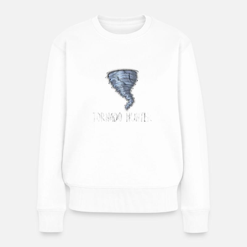 Tornado Hunter Natur Twister Geschenk Idee - Frauen Premium Bio Pullover - Weiß