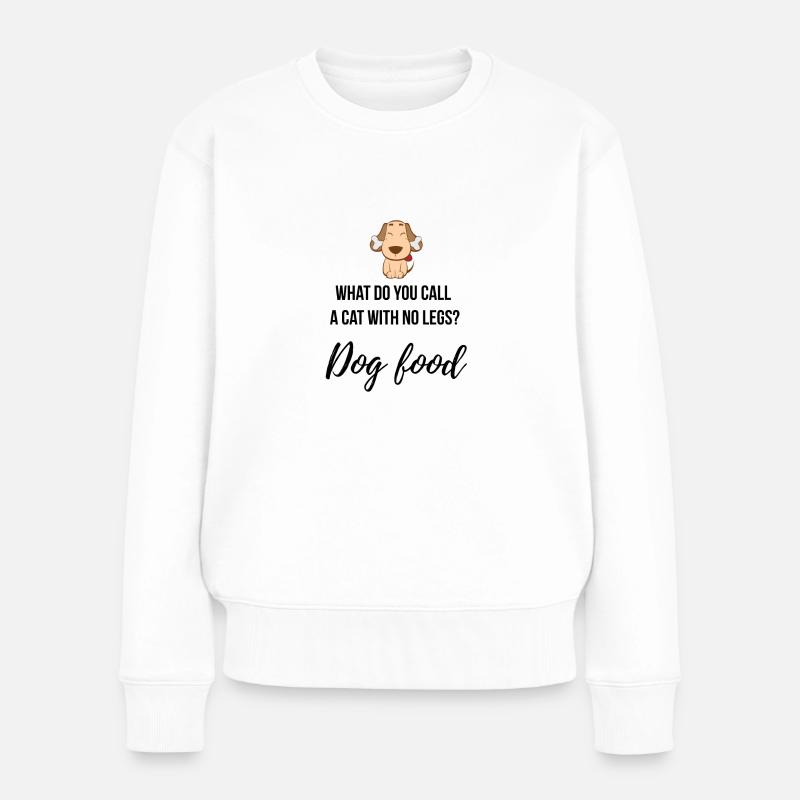 What do you call a cat with no legs? - Frauen Premium Bio Pullover - Weiß