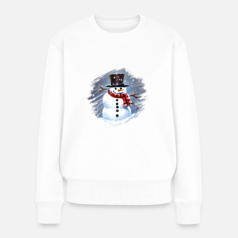 Schneemann - Frauen Premium Bio Pullover - Weiß