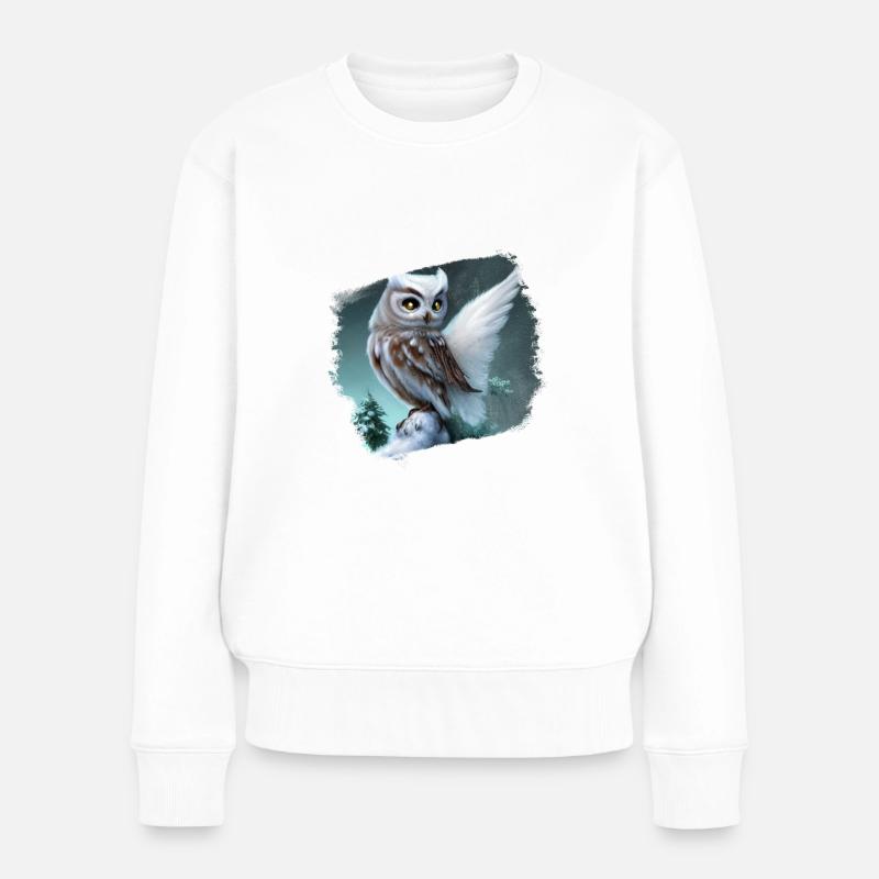 Schneeeule - Frauen Premium Bio Pullover - Weiß