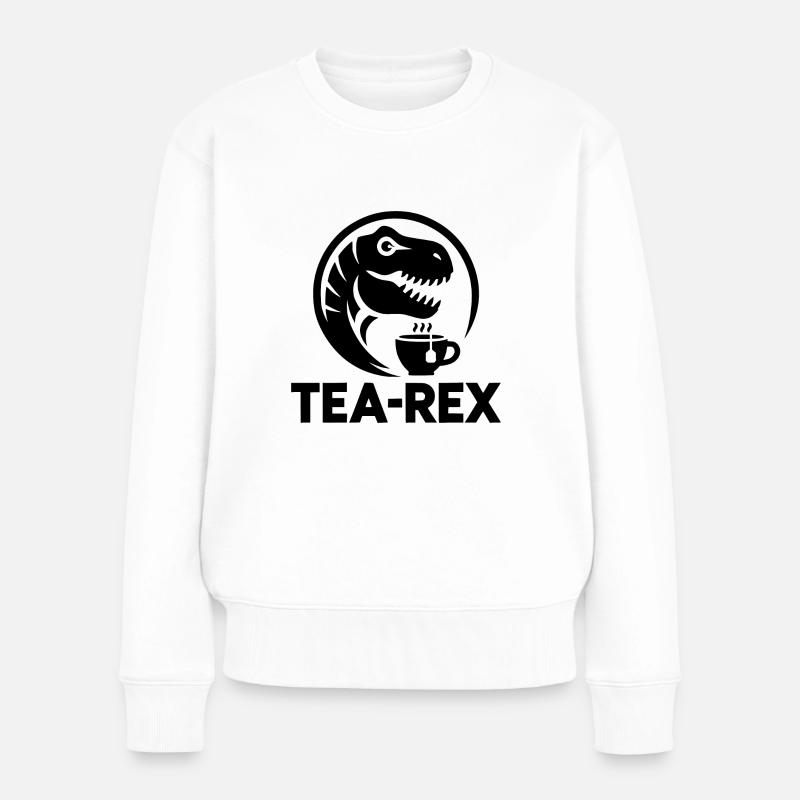 Tierischer Büro Humor Lustiges Tea-Rex Logo - Frauen Premium Bio Pullover - Weiß