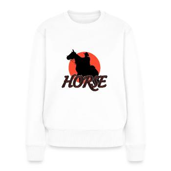 Pferde reiten Pferdeliebe Mädchen Sonnenuntergang - Frauen Premium Bio Pullover - Weiß - Vorne - Julia (174cm)