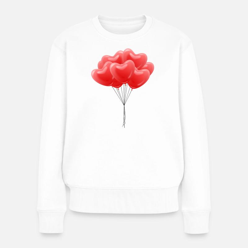 Herz-Luftballons - Frauen Premium Bio Pullover - Weiß
