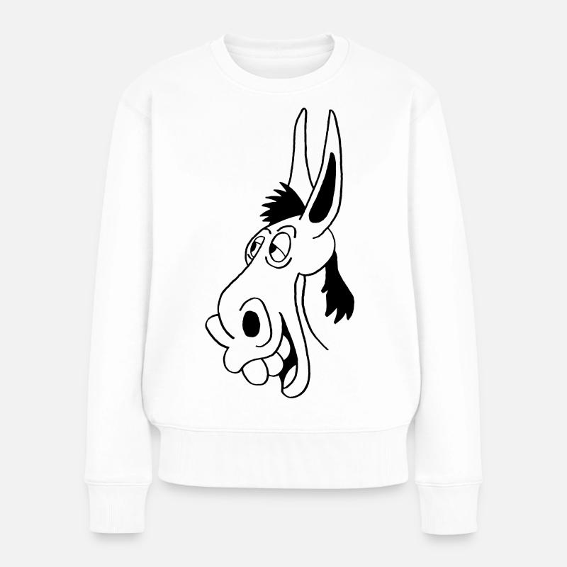 Schwarzer Esel - Frauen Premium Bio Pullover - Weiß