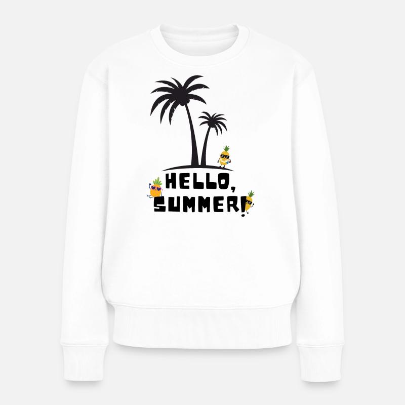 Hello summer - Frauen Premium Bio Pullover - Weiß