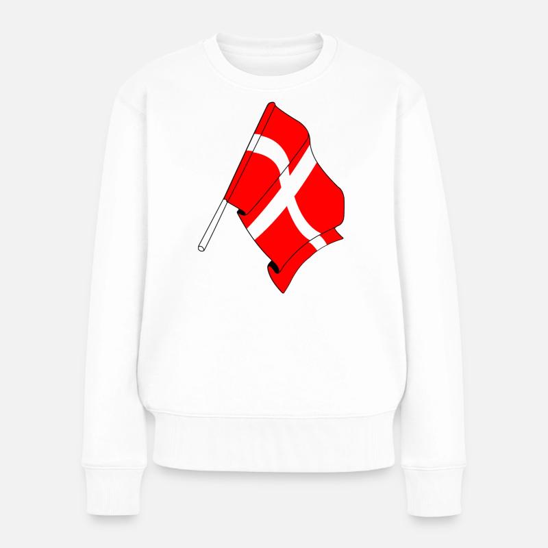 Flagge: Dänemark - Frauen Premium Bio Pullover - Weiß