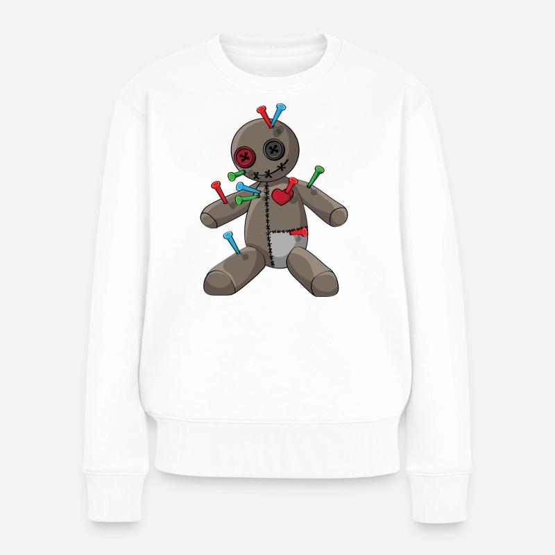 Phasmophobia Voodoo Puppe mit bunte Nadeln - Frauen Premium Bio Pullover - Weiß