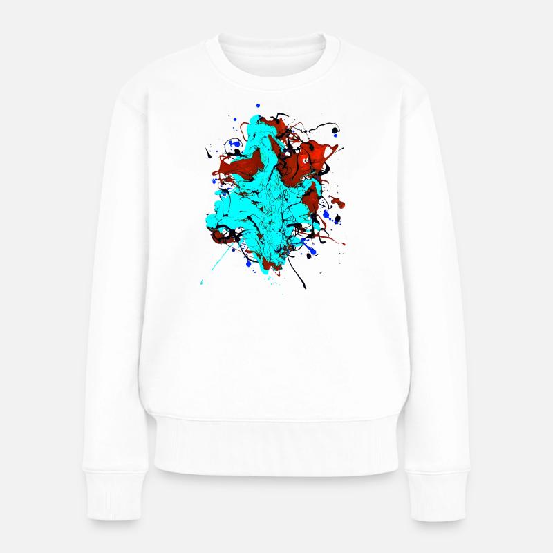 Rougeturquoise.Éclaboussure - Pull Premium bio Femme - blanc