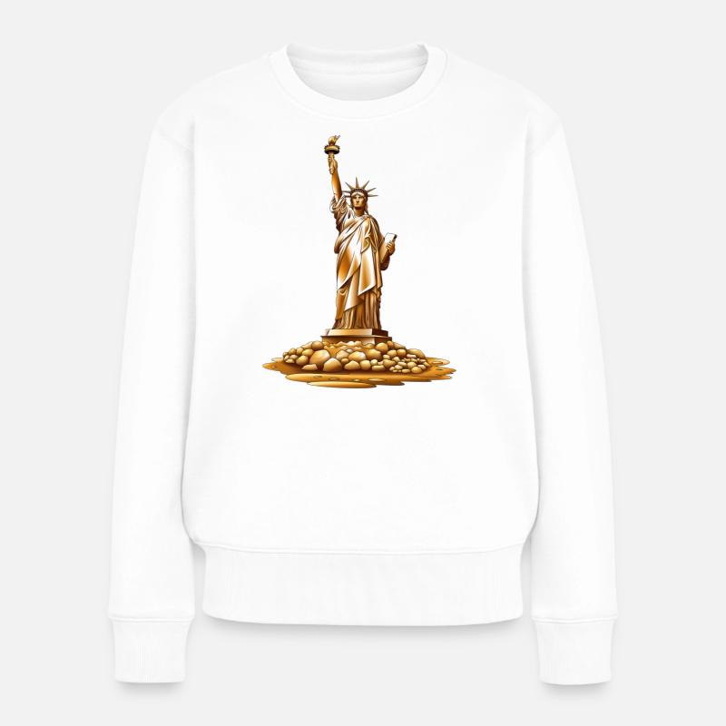 Statue de la torche dorée de la Liberté - Pull Premium bio Femme - blanc