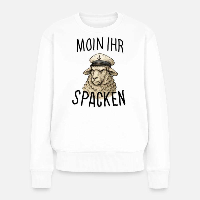 Kapitänslamm Moin ihr Spacken - Frauen Premium Bio Pullover - Weiß