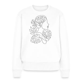 Art en ligne botanique : Profil féminin - Pull Premium bio Femme - blanc - Devant - Julia (174cm)