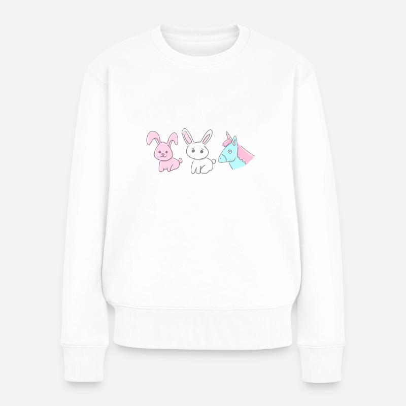 Hase Hasen Einhorn Tiere Symbole - Frauen Premium Bio Pullover - Weiß