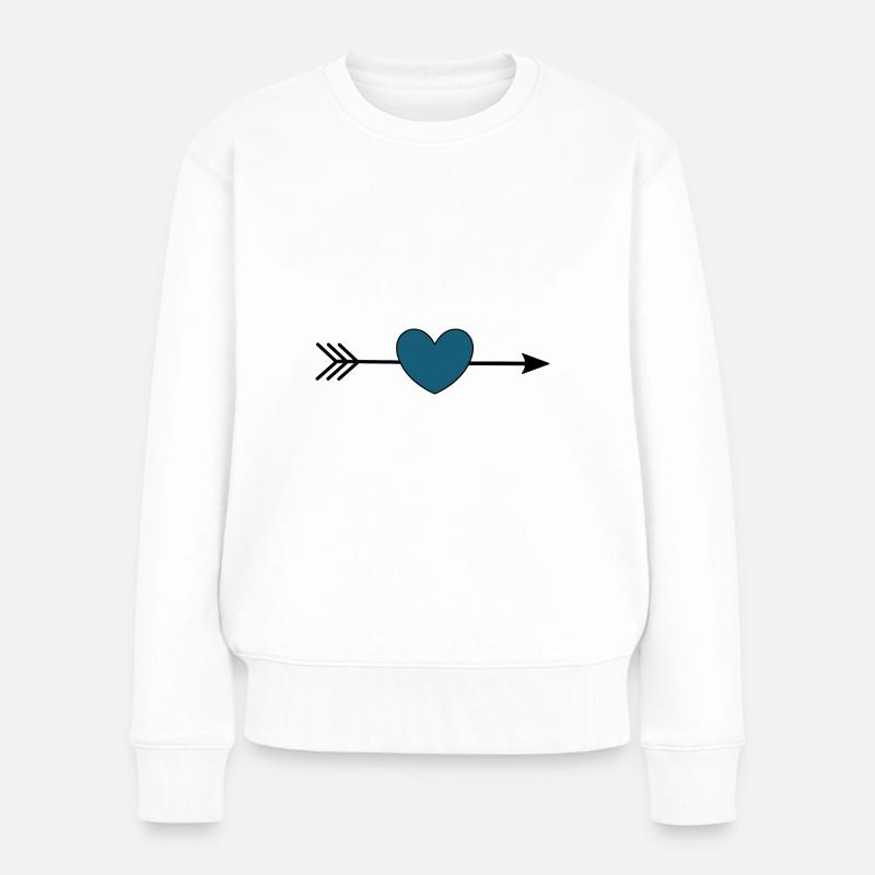 blaues Herz mit Pfeil Valentinstag - Frauen Premium Bio Pullover - Weiß